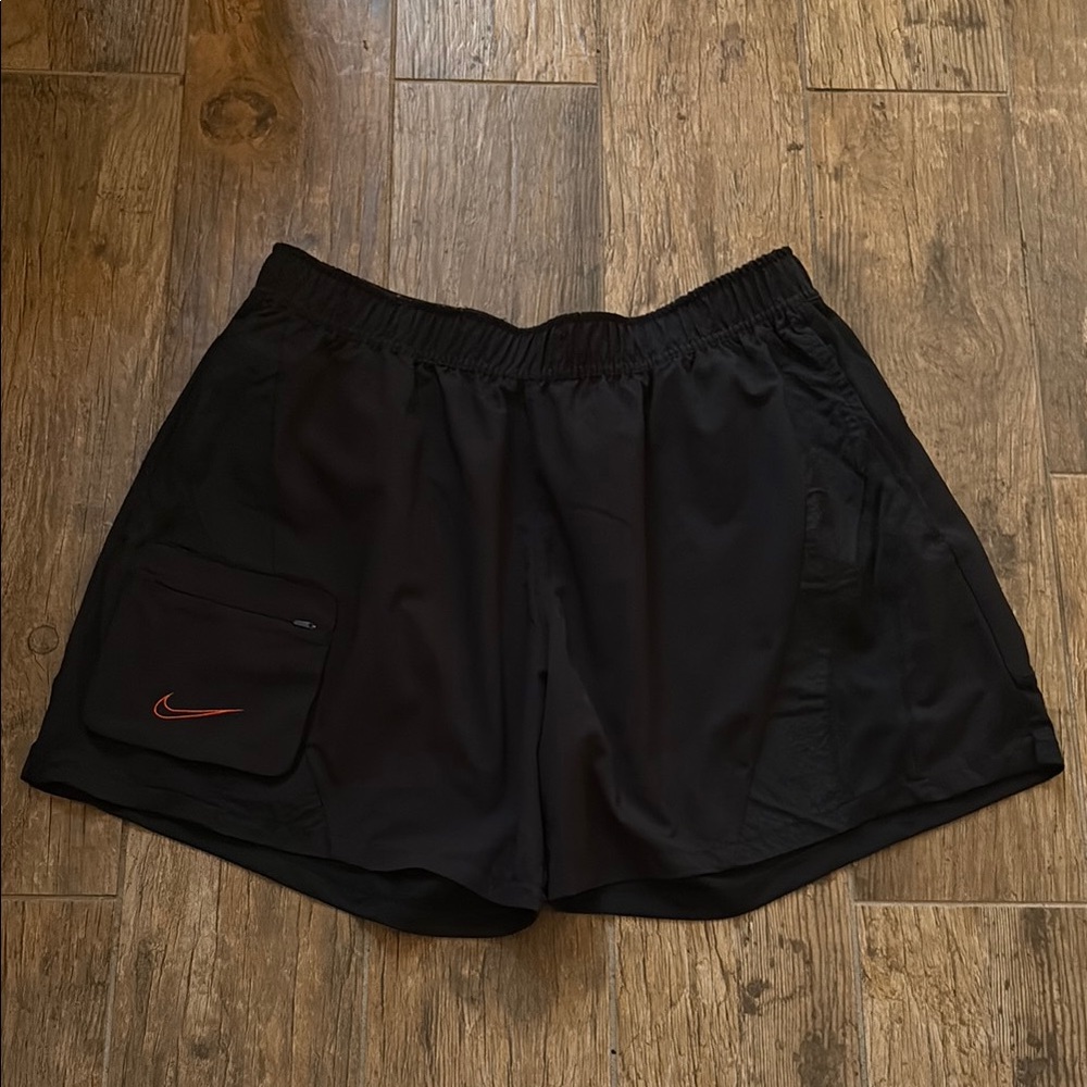 Nike Black Shorts with Red and Green Waistband Size L.